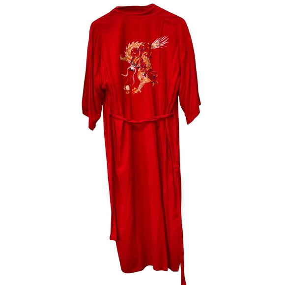 Vintage 70s Amigo Kimono Robe One Size Embroidered Dragon Lightweight Polyester - Picture 1 of 8